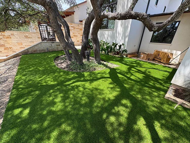 Commercial property artificial turf installation in Austin, TX
