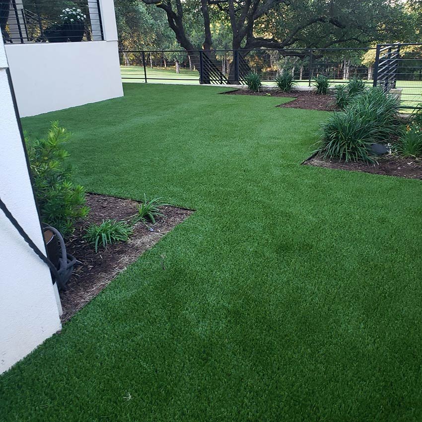 Modern landscape artificial turf installation in Georgetown, TX