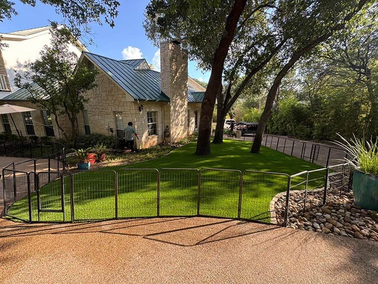 Pet turf and dog run artificial turf installation in Austin, TX