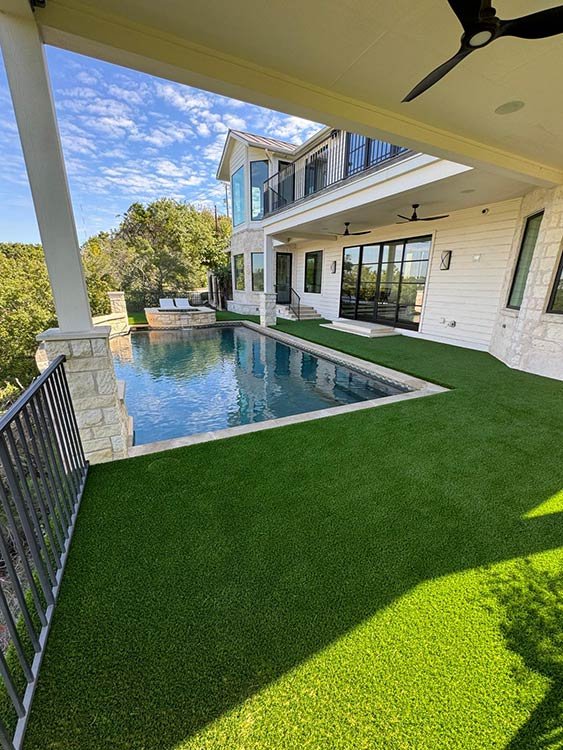 Pool surround artificial turf installation in Austin, TX