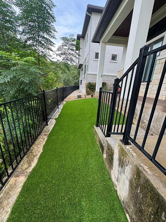 Artificial turf installation for small yard spaces