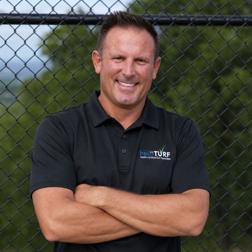 Mark Ish, co-owner of Hello Turf, at a turf installation in Austin, TX